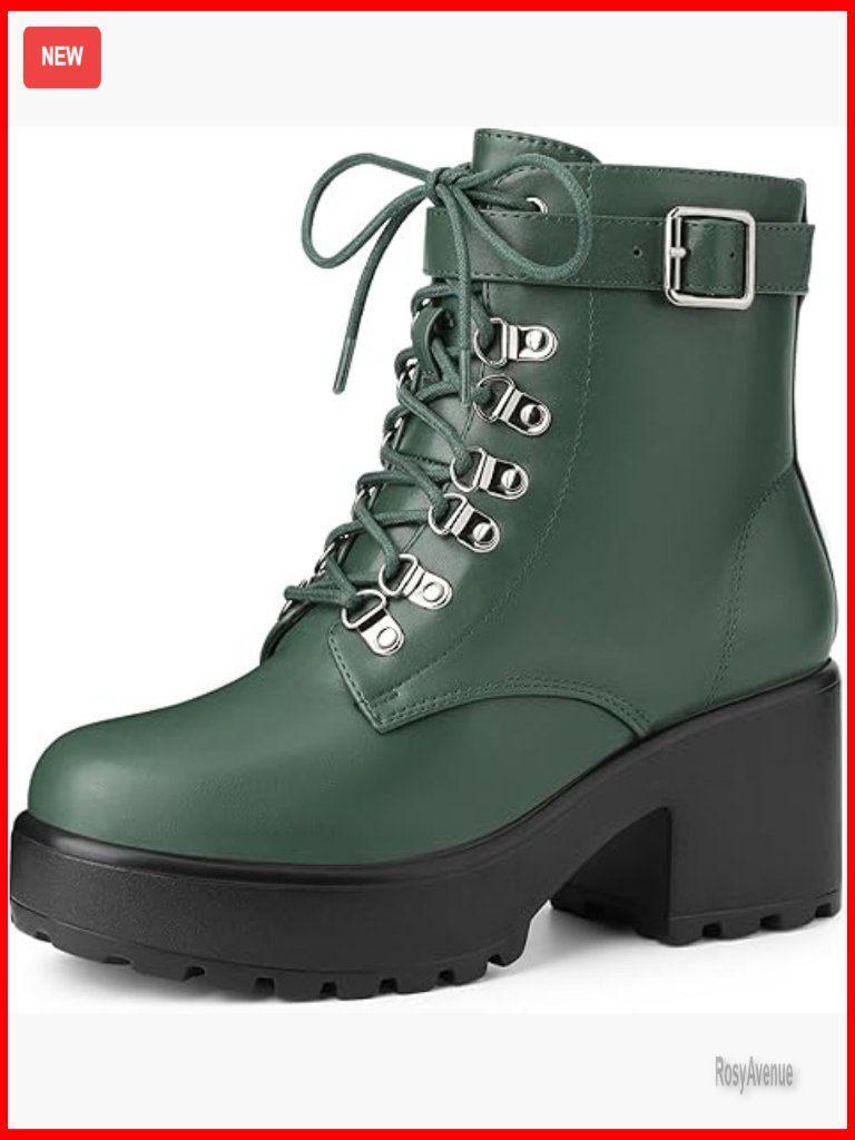 Platform Ankle Combat Boots With Chunky Heel And Zip Closure